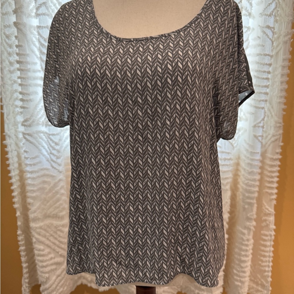 Alfani Black and White Patterned Blouse